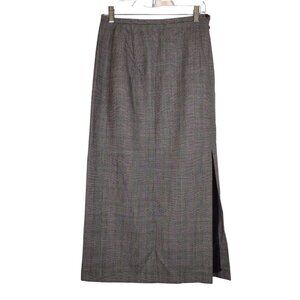 Harve Benard Womens 10 Long Skirt 100% Wool Heather Gray Lined Grid Plaid